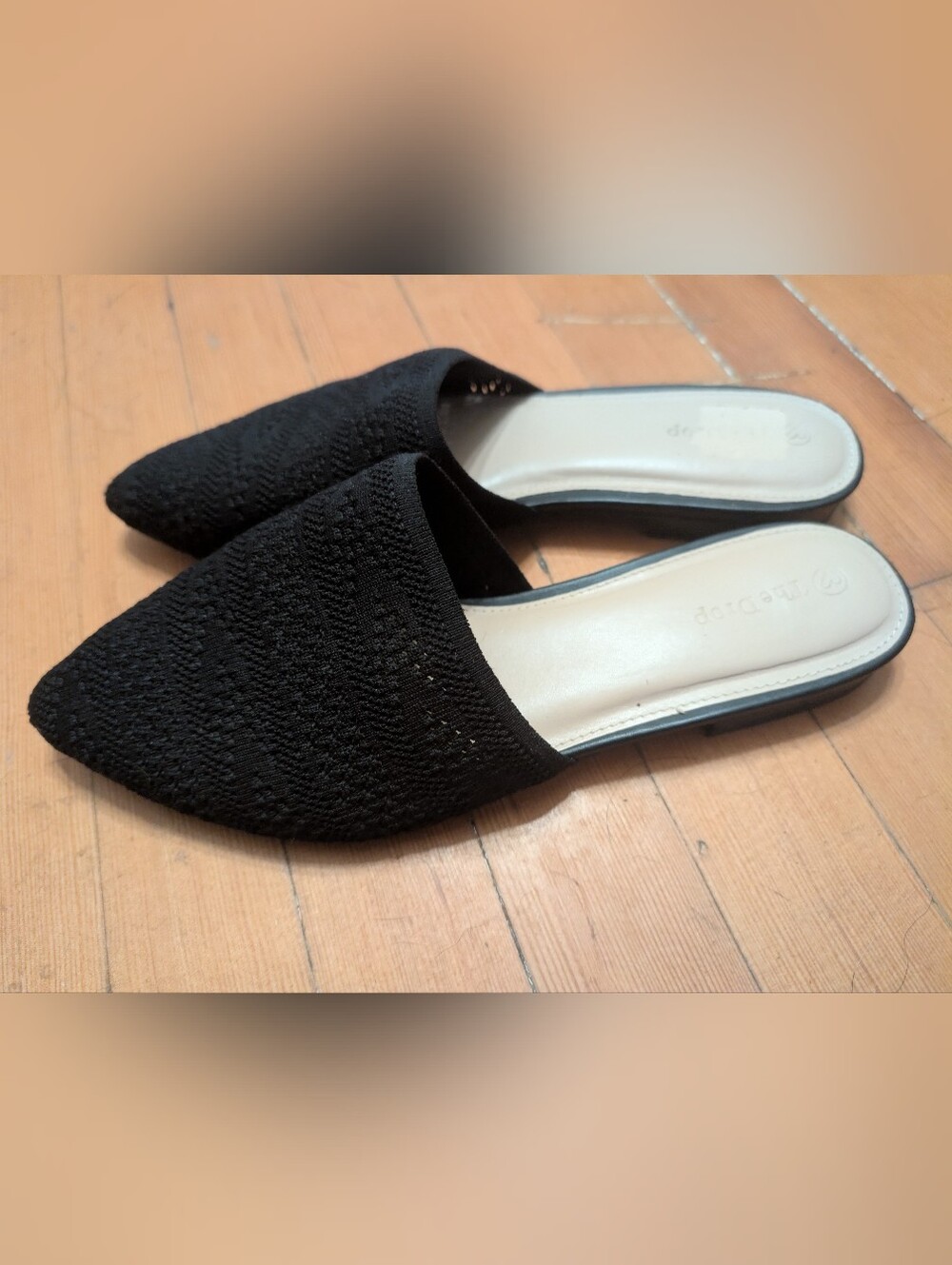 Troy Pointed Toe Black Knit Slip-On Women’s Flats Mules 10
